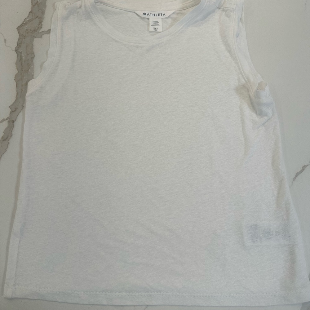 Athleta White Lightweight Tank Top with Crew Neck